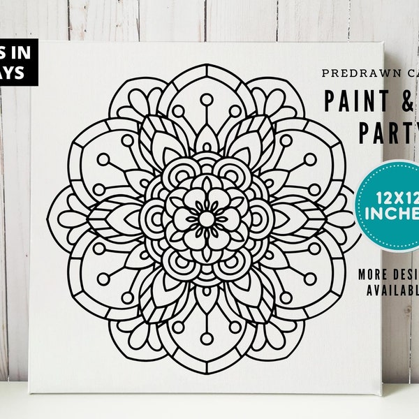 PreDrawn Mandala Canvas, DIY Mandala Canvas, Paint & Sip Party, Mandala Predrawn Art, Birthday Girl Art Party, Bulk Ready To Paint Canvas