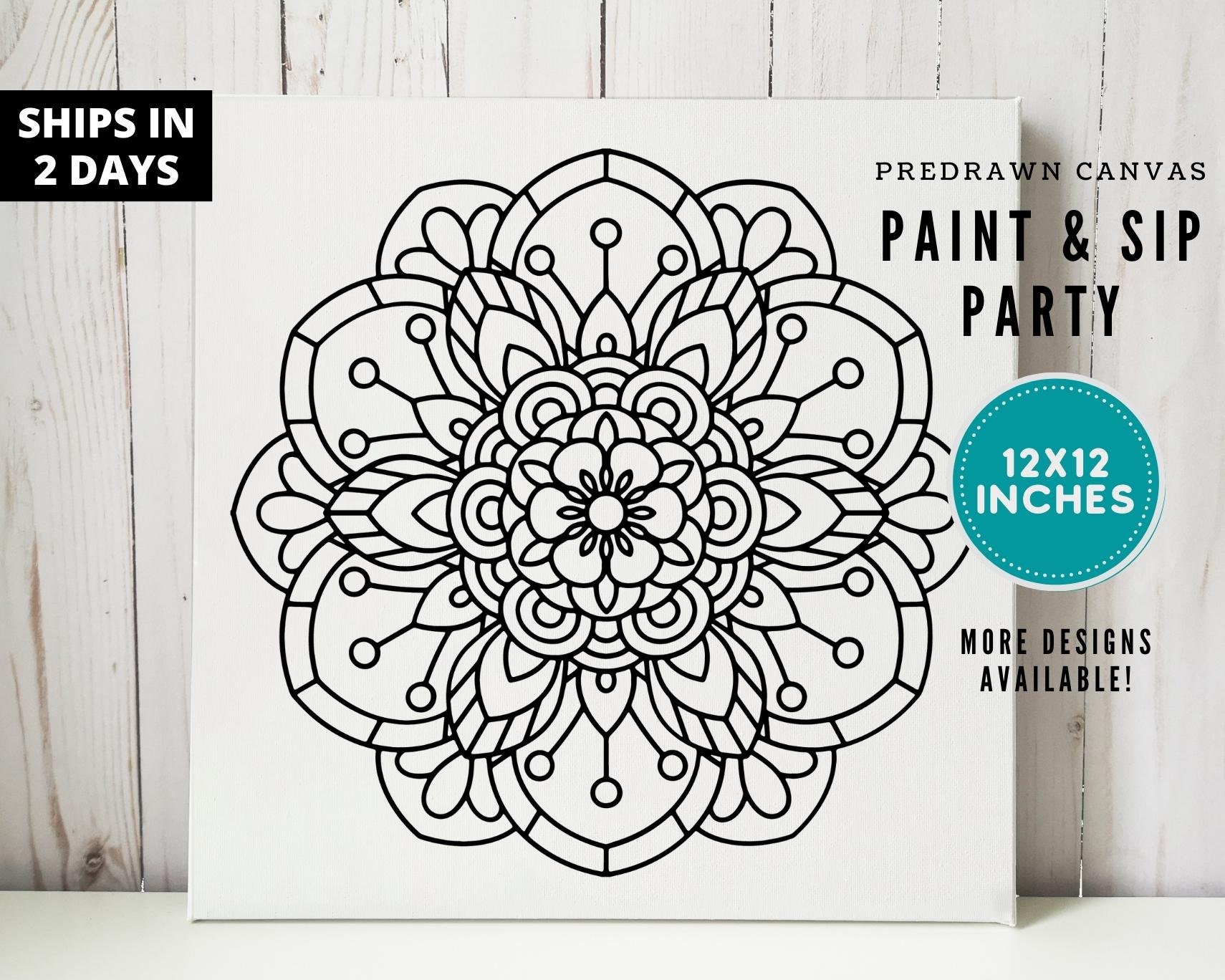 Round Paint by Number, Minimalist Paint Predrawn Canvas for