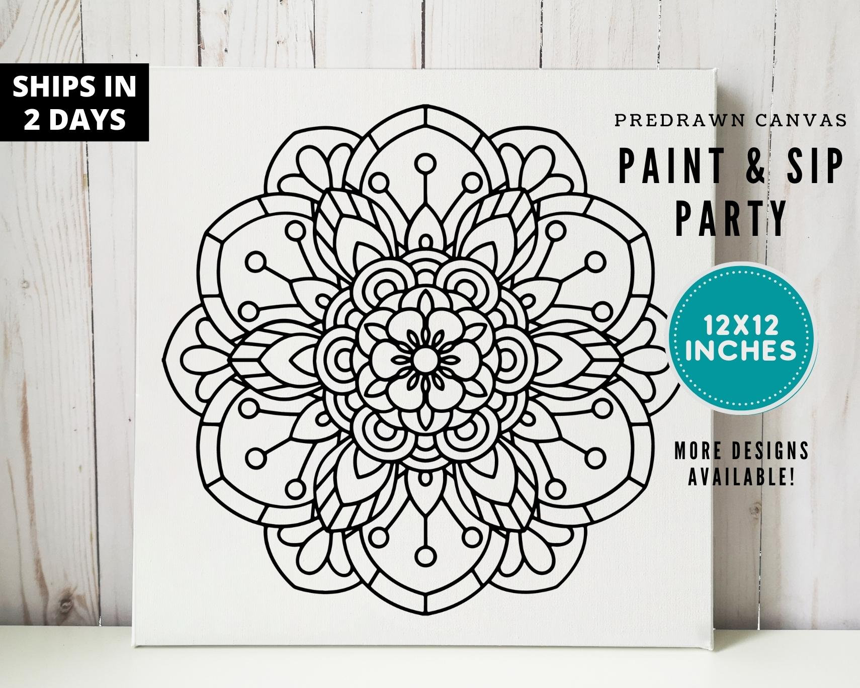 Round Paint by Number, Minimalist Paint Predrawn Canvas for