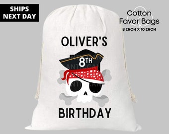 Pirate Party Favor Bags, Pirate Party, Pirate Birthday, Pirate Thank you Bag, Personalized Favor Bags, Custom Cotton Bags, Cotton Party Bags