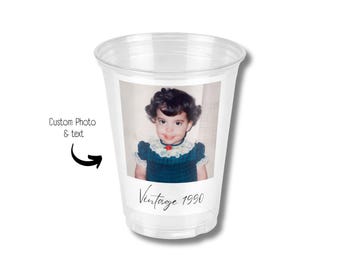 Gobelets photo personnalisés, articles de fête personnalisés en plastique transparent 16 oz