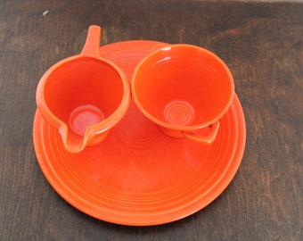 Fiesta Ware Original Sugar, Creamer, and dinner plate