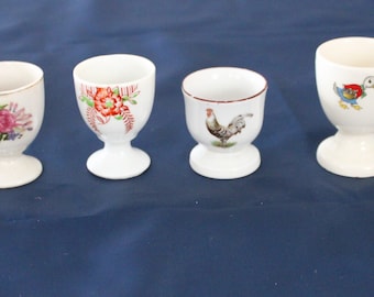 6 Vintage Eierbecher aus Porzellan, New England Kollektion