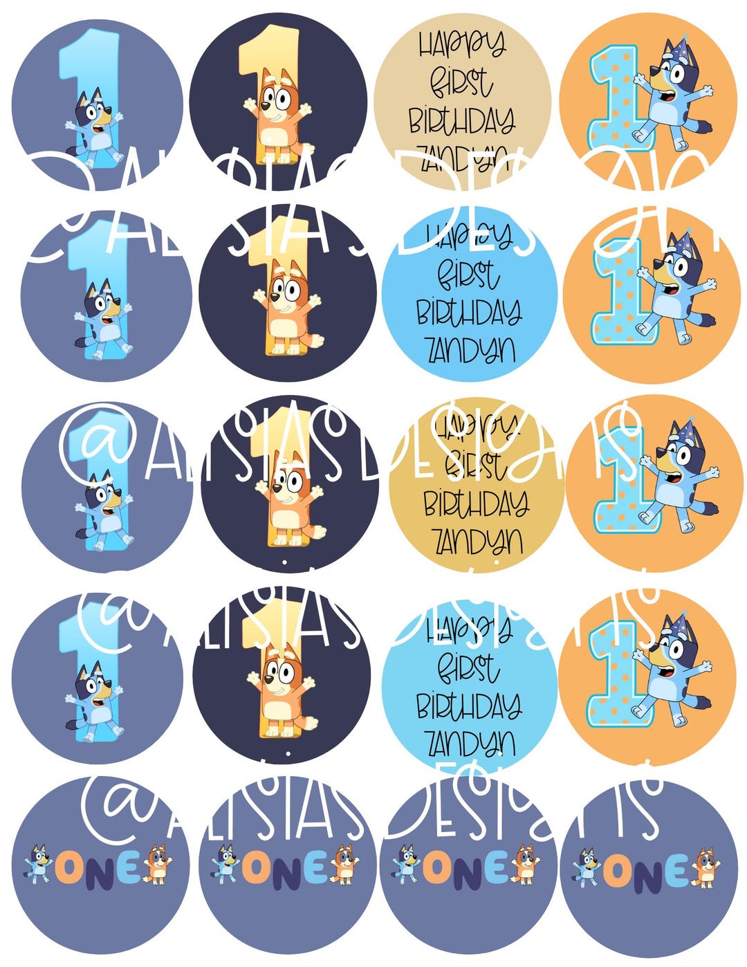 Bluey First Birthday Cupcake Toppers Printable - Etsy