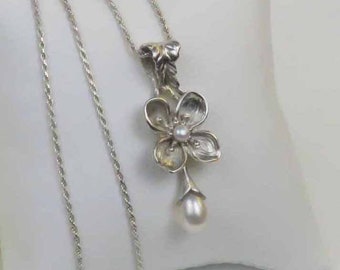 Wreath Mother of Pearl Pendant Pearl Jewelry Sterling Silver Village Silversmith