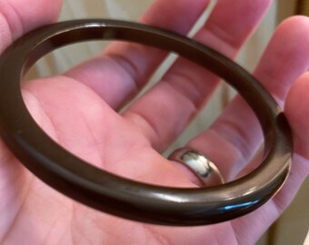 Dark Brown Bangle Bracelet, Lucite, Vintage