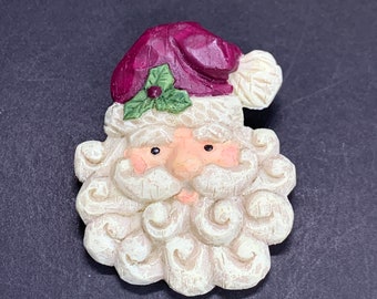 Vintage Santa Brooch, Christmas Pin