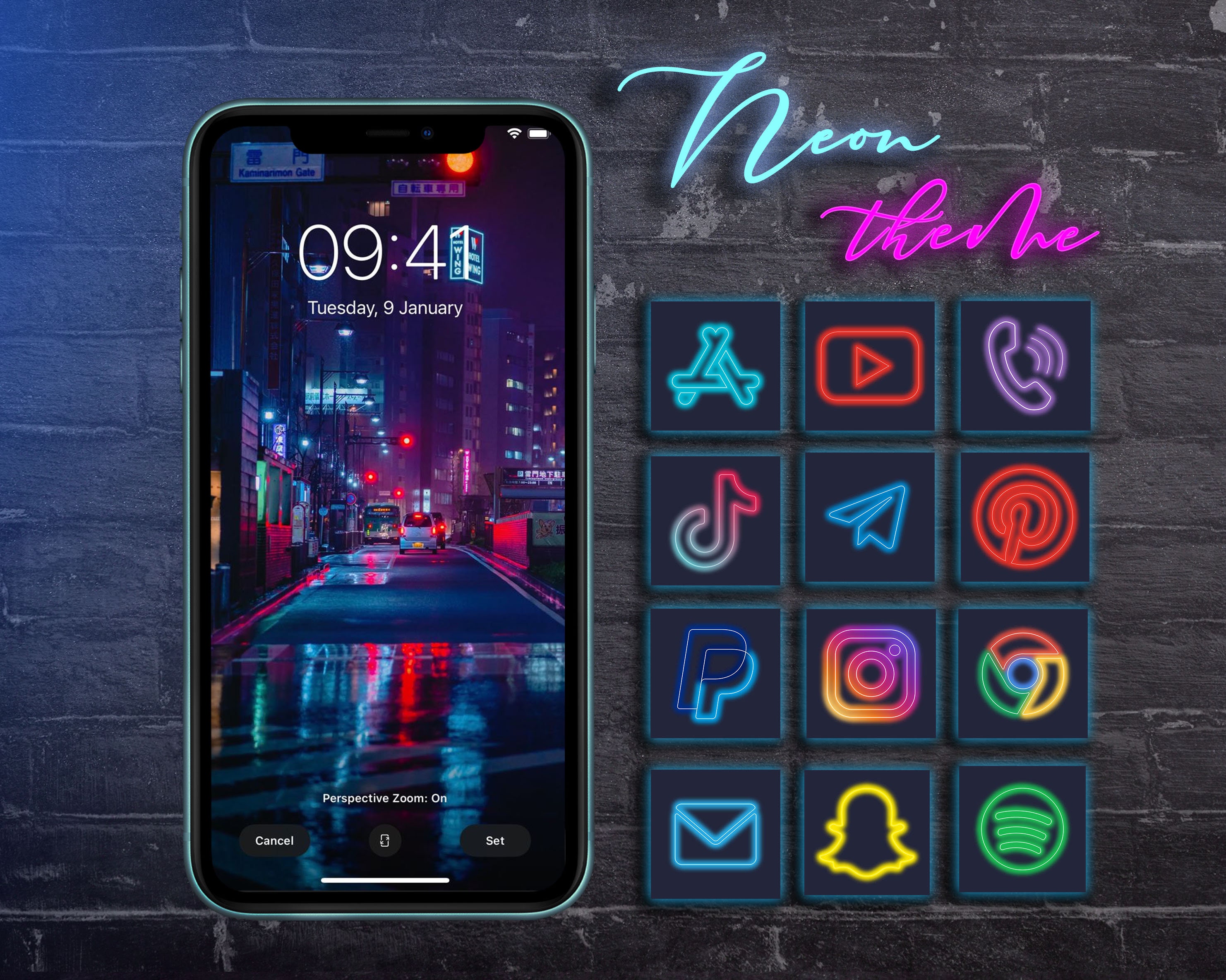 NEON Ios 14 Icons App Icons Iphone Ios 14 32 Aesthetic Etsy