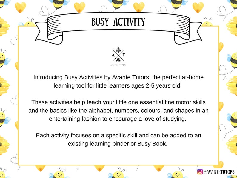 Counting Practice From 1 to 20 for Toddlers Busy Bee Number Etsy