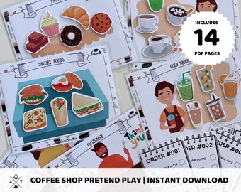 Coffee Shop Pretend Play Printable For Kids, Dramatic Play Cafe