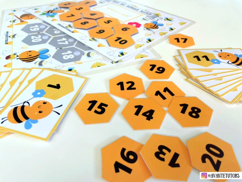 Counting Practice From 1 to 20 for Toddlers Busy Bee Number Etsy