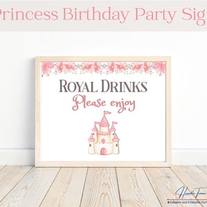 Princess Party Signs, Sign for Drinks, Princess 1st Birthday Decorations, Princess Party Table Decor, Princess Birthday Printables,