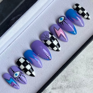 Purple Checkered - Press-on Nails