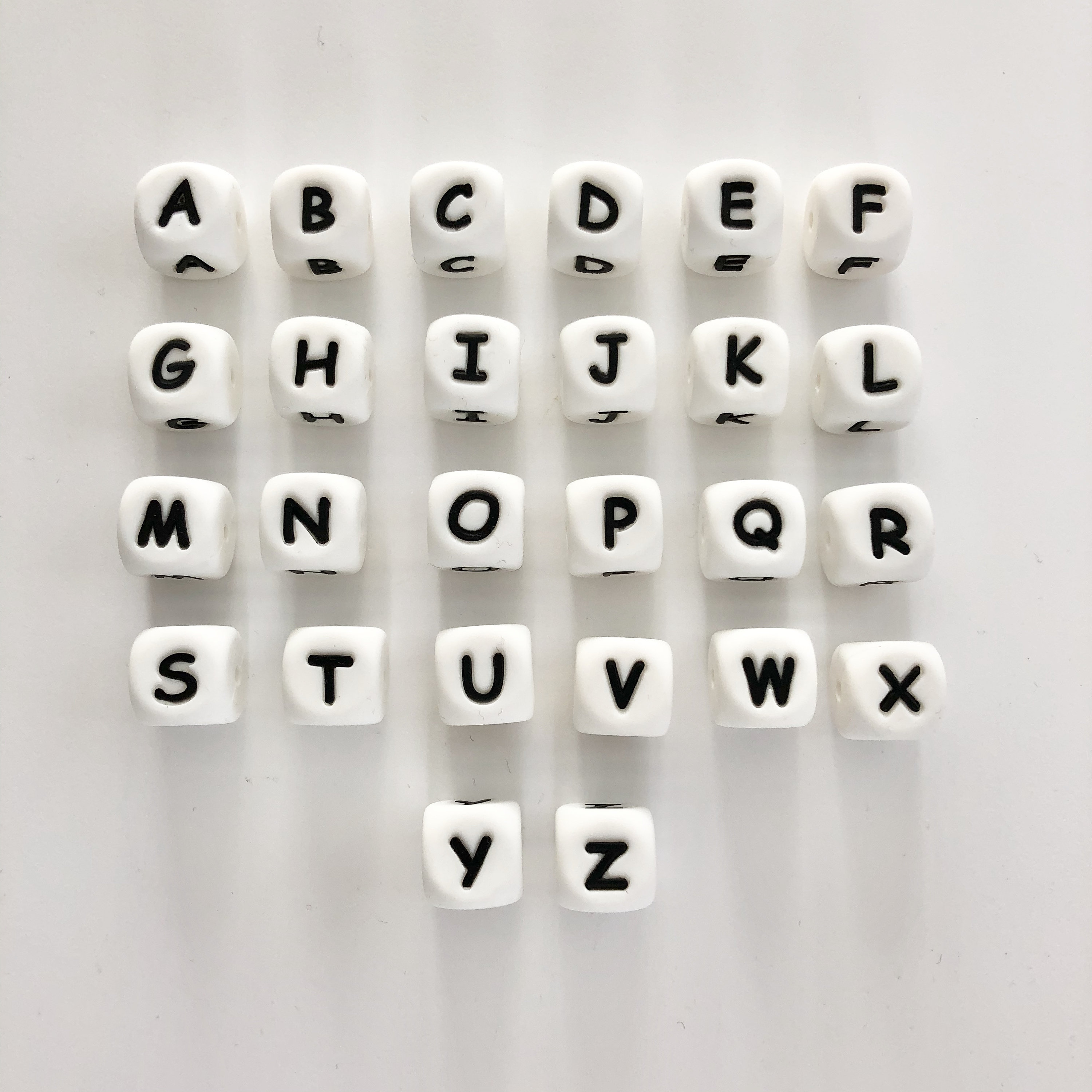 Alphabet Beads Silicone Letter Beads 12mm Black and White. Etsy