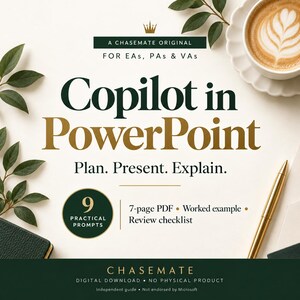 Microsoft Copilot in PowerPoint for Executive Assistants | 9 Practical Prompts & Worked Example | PDF Guide