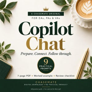 Microsoft Copilot Chat for Executive Assistants | 9 Practical Prompts & Worked Example | PDF Guide