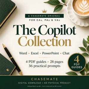 Microsoft Copilot Guide Collection for EAs | Word, Excel, PowerPoint & Chat | 4 PDFs, 36 Practical Prompts