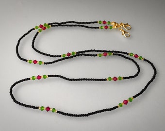 Perlen Gesichtsmaske Lanyard, 14K Gold, Kristallmaskenkette