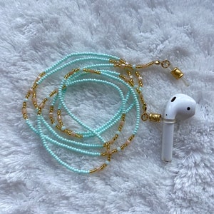 Beaded Airpod Lanyard, 14K Gold, Face Mask Chain, Anti-Loss Strap