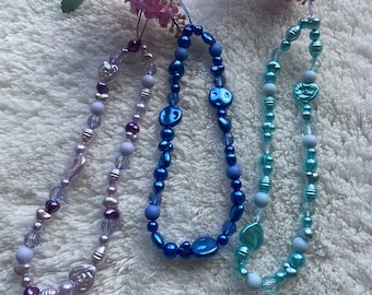 Beaded Phone Charm, Butterfly Pearl Cell Phone Lanyard, Y2K Style