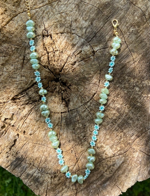 FloralGrace 1 collana con perle d'oro, per donna, placcata in