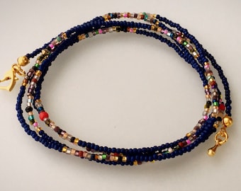 Blue Czech Bead Waist Beads – Belly Chain with Clasp