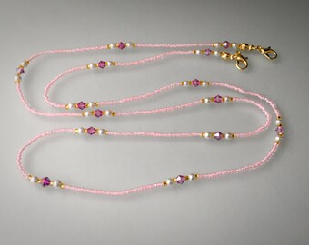 Beaded Crystal Eyeglass Chain, 14K Gold Mask Lanyard