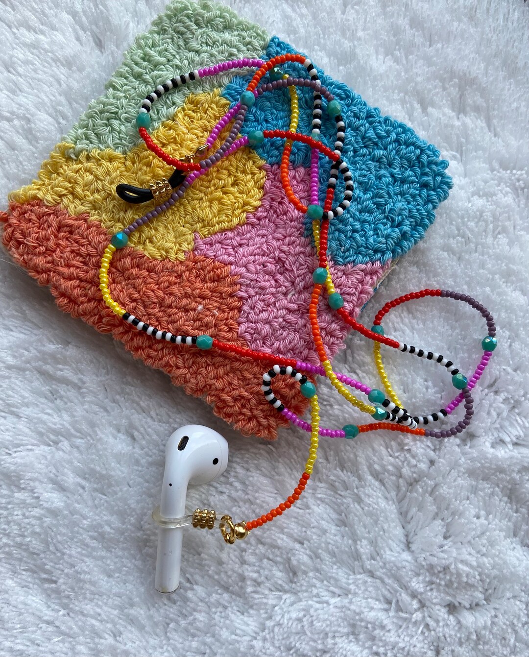 SALE Airpods Chainropeantiloss Airpod/ Beaded Mask Necklace/ 14K Gold