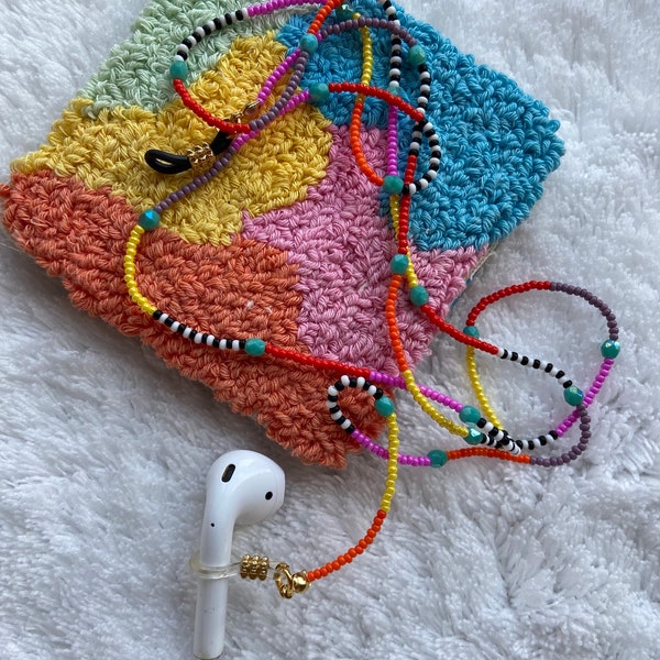 SALE Airpods Chain-Rope-antiloss airpod/ Beaded Mask Necklace/ 14K Gold chain/ Face Mask Chain/ airpods Holder/ Mask Chain/ Rainbow chain