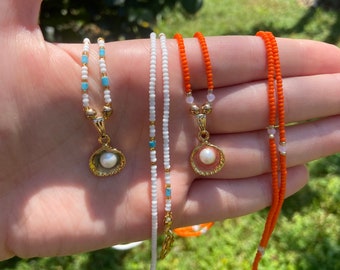 Pearl Sea Shell Belly Chain, Beaded Waist Jewelry, Gift for Women