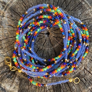 African Waist Beads, Boho Belly Chain with Clasp