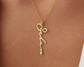 Vertical Name Necklace, Engraved Name Necklace, Necklace for Women, Any Name Necklace, Mom and Girls Name Necklace
