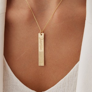 Fingerprint Jewelry, Handwriting Necklace, Bar Necklace, Actual Fingerprint, Signature Necklace, Custom Bar Necklace