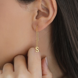 Dangle initial earrings sales