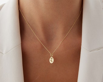 Tiny Birth Flower Necklace • Sterling Silver Floral Jewelry Wild Flowers Memorial Gift for Her