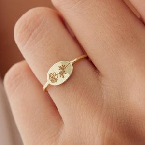 Blumen Siegelring, Geburtsblume Schmuck, Wilde Blumen Gedenkstätte, Blumenring, Sterling Silber Ring, Freundin Geschenk, Geschenk für sie