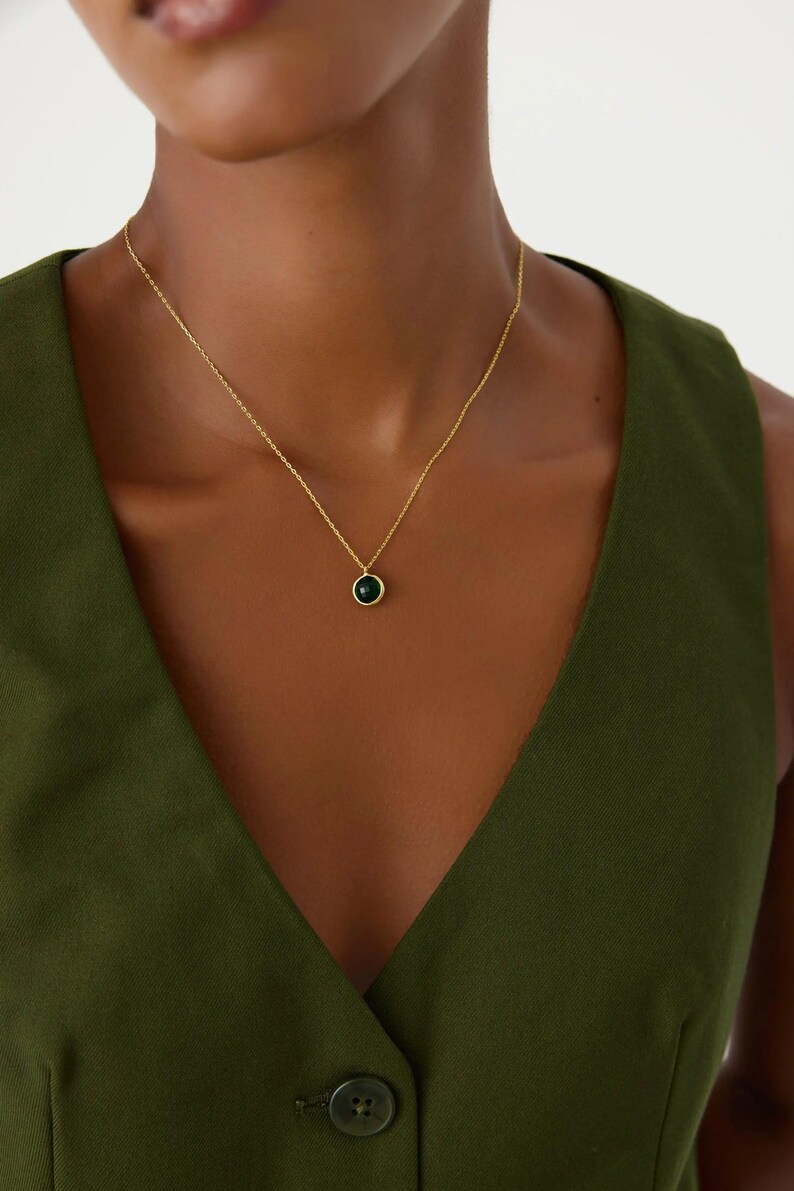 Dainty Birthstone Necklace Gemstone Necklace Etsy