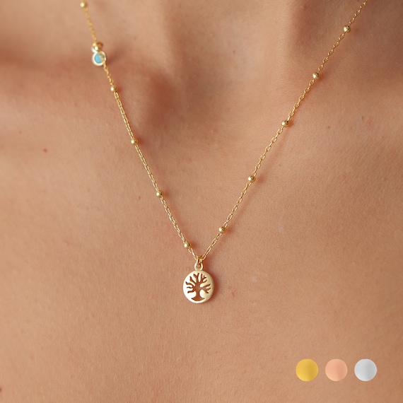 Dainty Tree of Life Necklace • 18k Gold Tree of Life Pendant