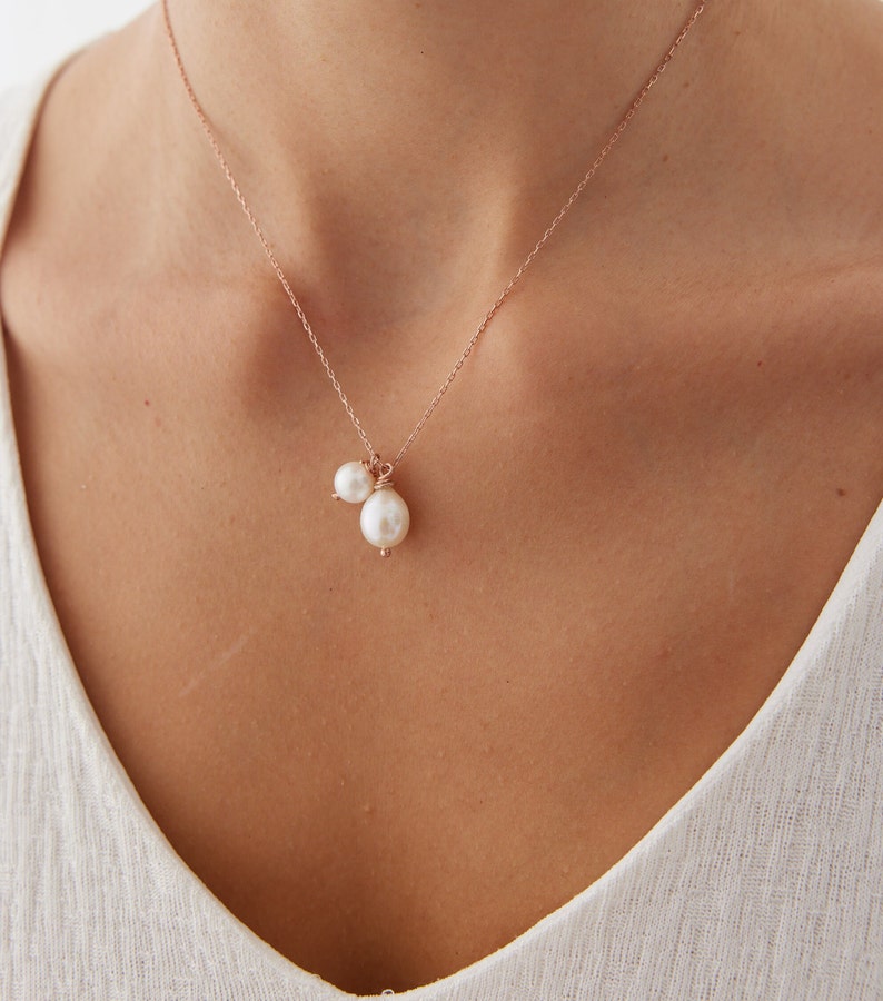 Tiny Pearl Necklace, Pearl Sterling Silver Necklace, Silver Pearl Necklace, Bridesmaid Gift, Everyday Jewelry, Simple Necklace, Gift for Her image 3