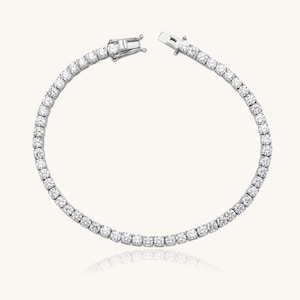Diamond CZ Tennis Bracelet • 925 Sterling Silver, 14k Gold Finish