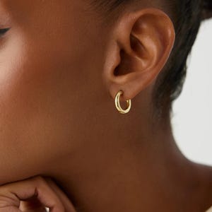 Classic Small Gold Huggie Hoop Earrings, 18K Gold-Plated Sterling Silver Minimalist Jewelry