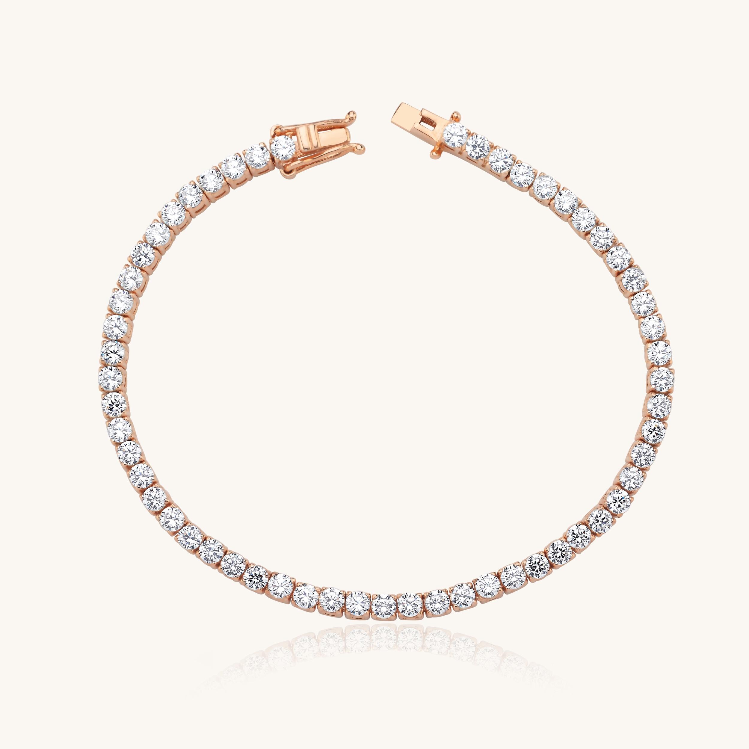 ダイヤモンドCZテニスブレスレット • 925スターリングシルバー、14K 