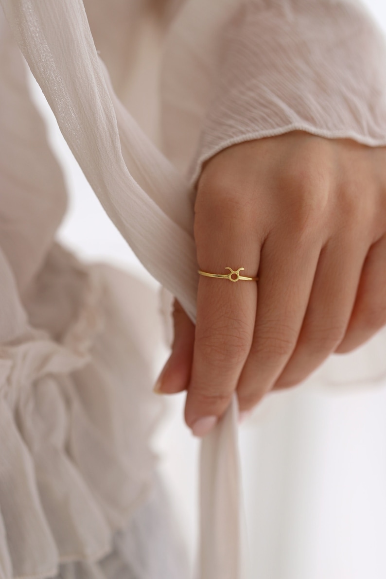 Tiny Zodiac Ring, Astrology Ring, Custom Silver Ring