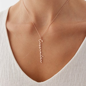 Vertical Name Necklace, Engraved Name Necklace, Necklace for Women, Any Name Necklace, Mom and Girls Name Necklace image 9