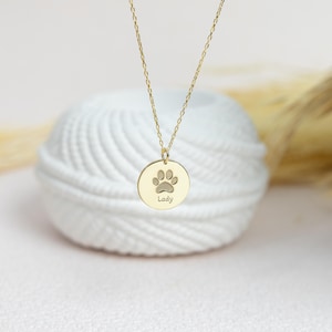 Gold Filled Pfote Abdruck Halskette, Haustier Gedenkschmuck für Hunde Mama oder Katzen Liebhaber, Zierliches Geschenk für jeden Tag, Sterling Silber, Pfote Anhänger, Geschenk