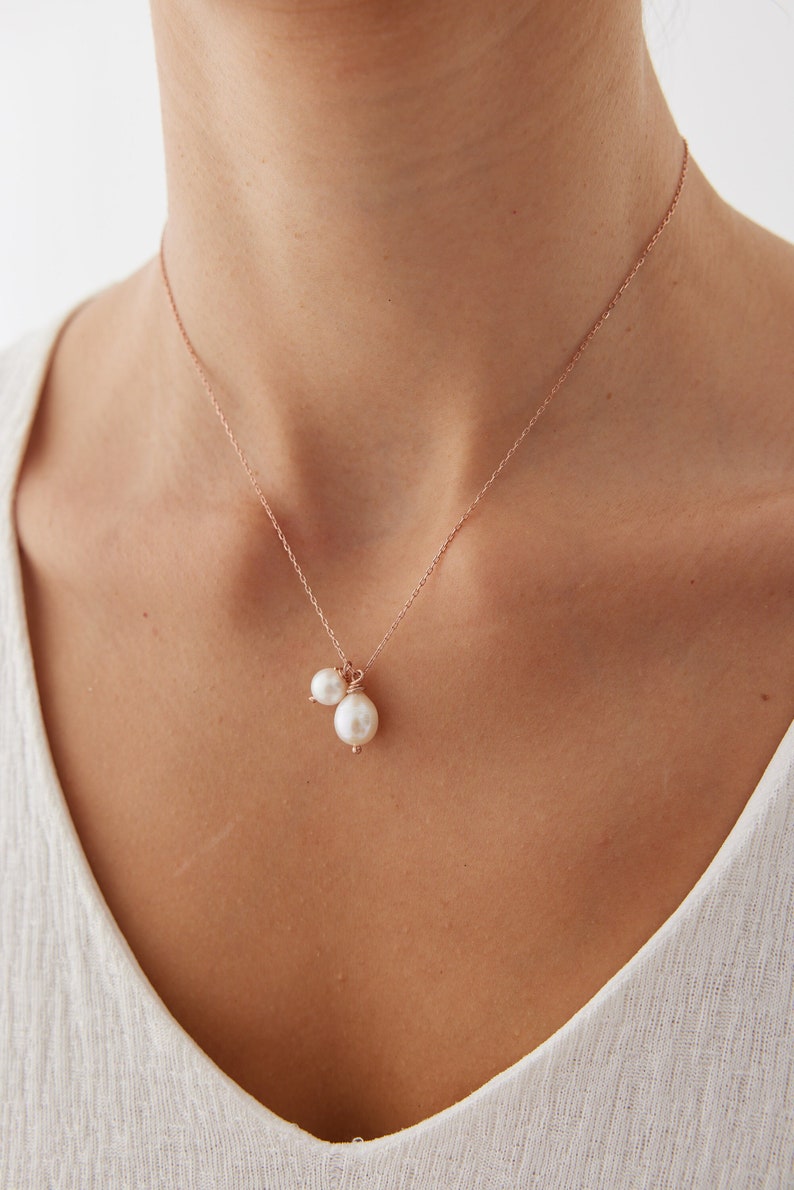 Tiny Pearl Necklace, Pearl Sterling Silver Necklace, Silver Pearl Necklace, Bridesmaid Gift, Everyday Jewelry, Simple Necklace, Gift for Her image 1