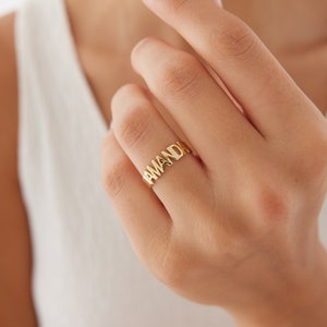 Anillo grabado personalizado, anillo con nombre, anillo con nombre personalizado, anillo para mejor amigo, anillo con letra, anillo de cumpleaños personalizado, anillo de plata esterlina personalizado