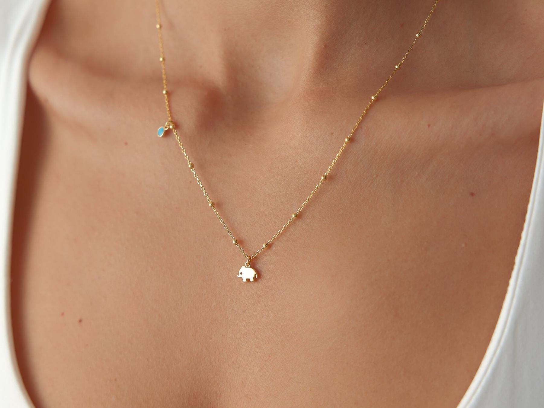 Dainty Elephant Necklace, 18K Gold Elephant Pendant Necklace, Tiny Elephant Necklace, Custom Gold Necklace, Gift for Women, Mothers Gift