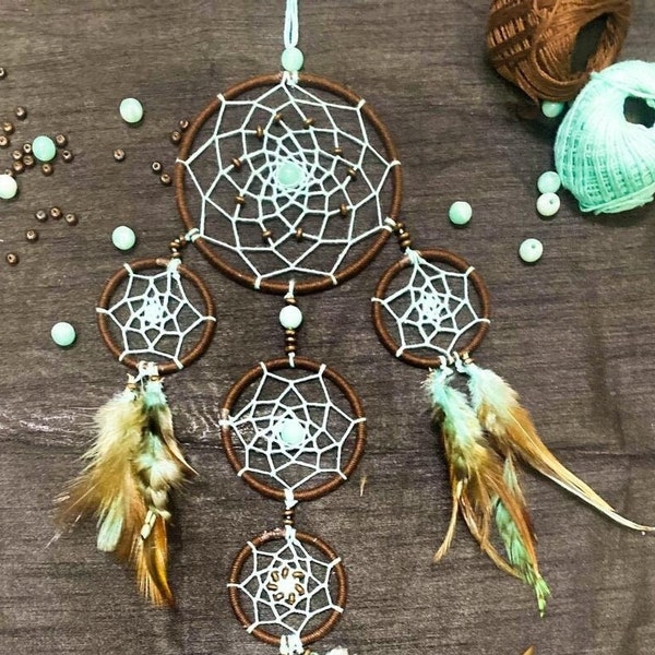 Small Dream Catcher/ Wall Hangings , Protection DreamCatcher/ Naturals Dream Catcher /Unique gift, Home Decor Crystal dream catcher
