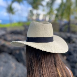 Textured toyo panama hat with tonal band. Lightweight, Wide brim hat,  UPF50+, sun protection, women's hat ,bolero hat, panama hat.